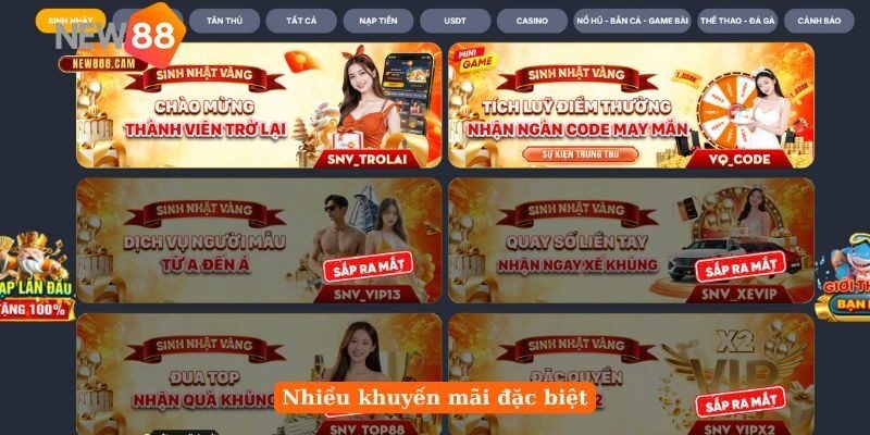 Nhiều khuyến mãi đặc biệt tại New88 Nhiều khuyến mãi đặc biệt tại New88